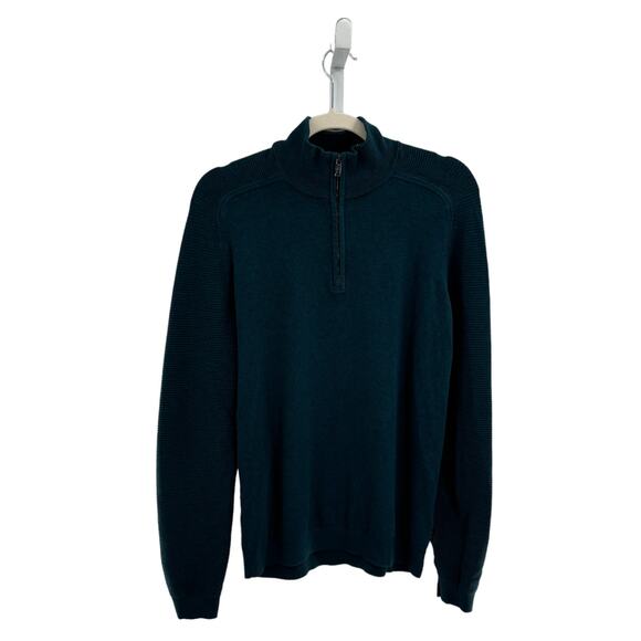 Ted Baker Justrun Teal Link Stitch Funnel Neck Sweater - Picture 4 of 12